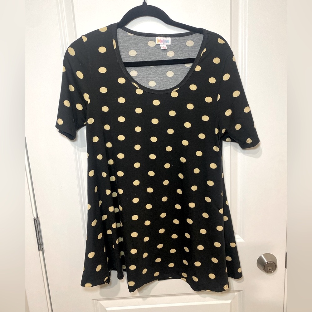 LulaRoe Gold Polka Dot Perfect T Tshirt